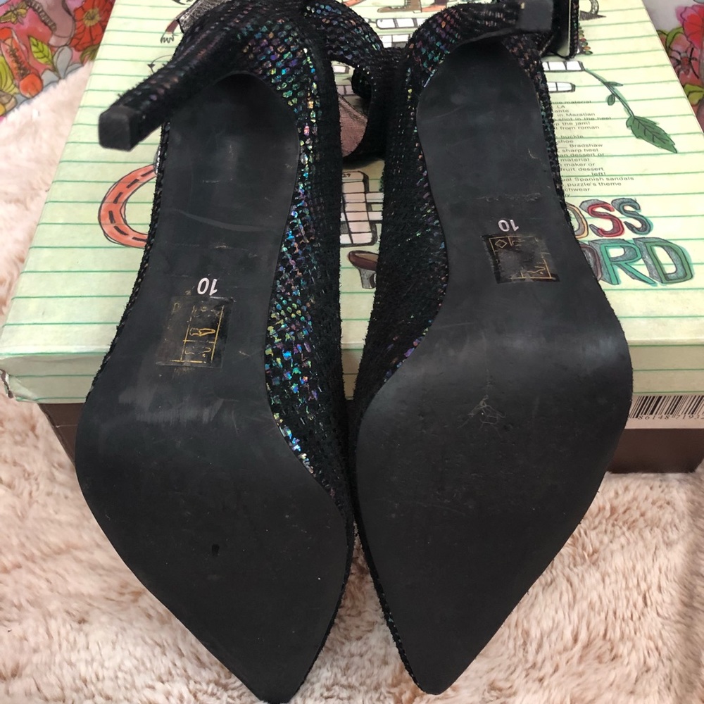 Jeffrey Campbell Iridescent Black Multi Ankle Strap Heels - Picture 6 of 8